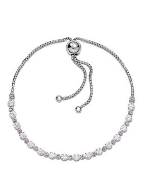 Pandora Adjustable Silver Bracelet with Pink Crystal Accents